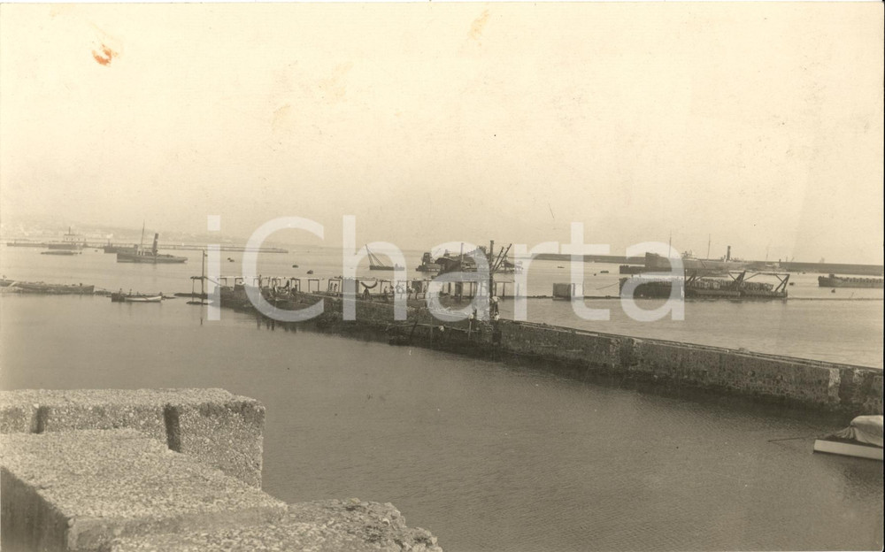 Fotografia d'epoca originale 1936 NAPOLI Ampliamento Molo VITTORIO EMANUELE II banchina levante Foto ANIMATA 1