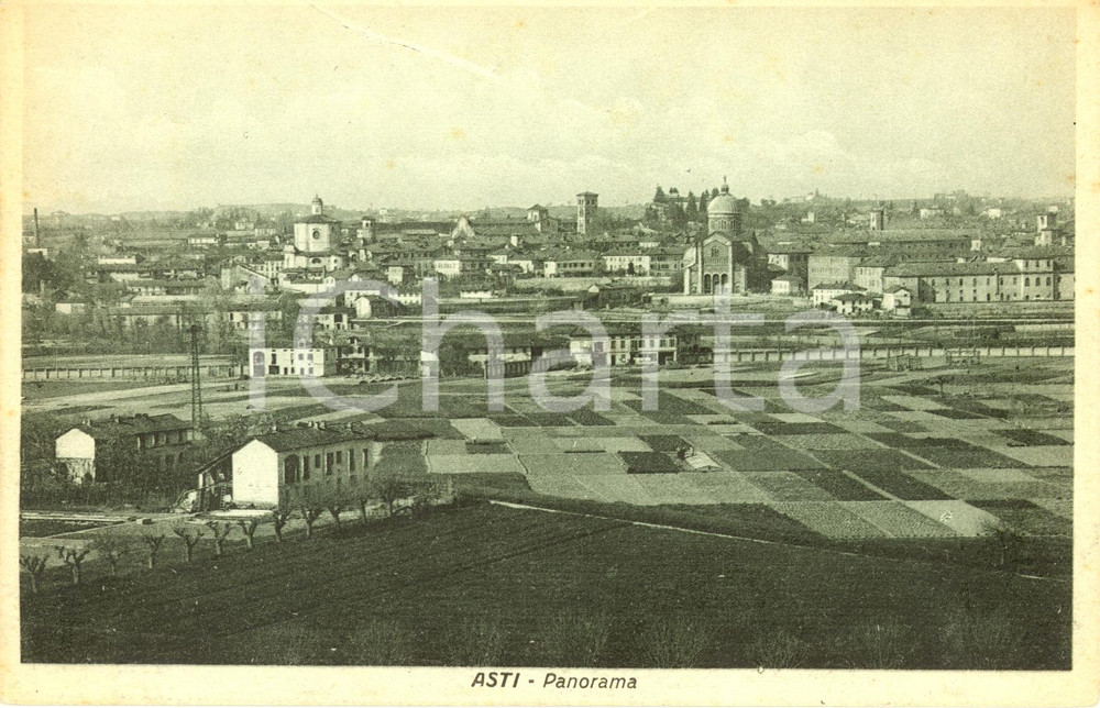 Cartolina originale da collezione 1930 ca ASTI Veduta panoramica dell abitato cittadino Cartolina postale FP NV 1