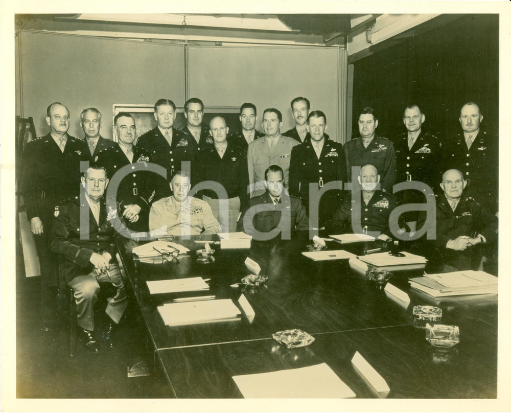 Fotografia d epoca originale 1950 ca USAF Gen. George STRATEMEYER Stato Maggiore AIR CONTINENTAL COMMAND 1