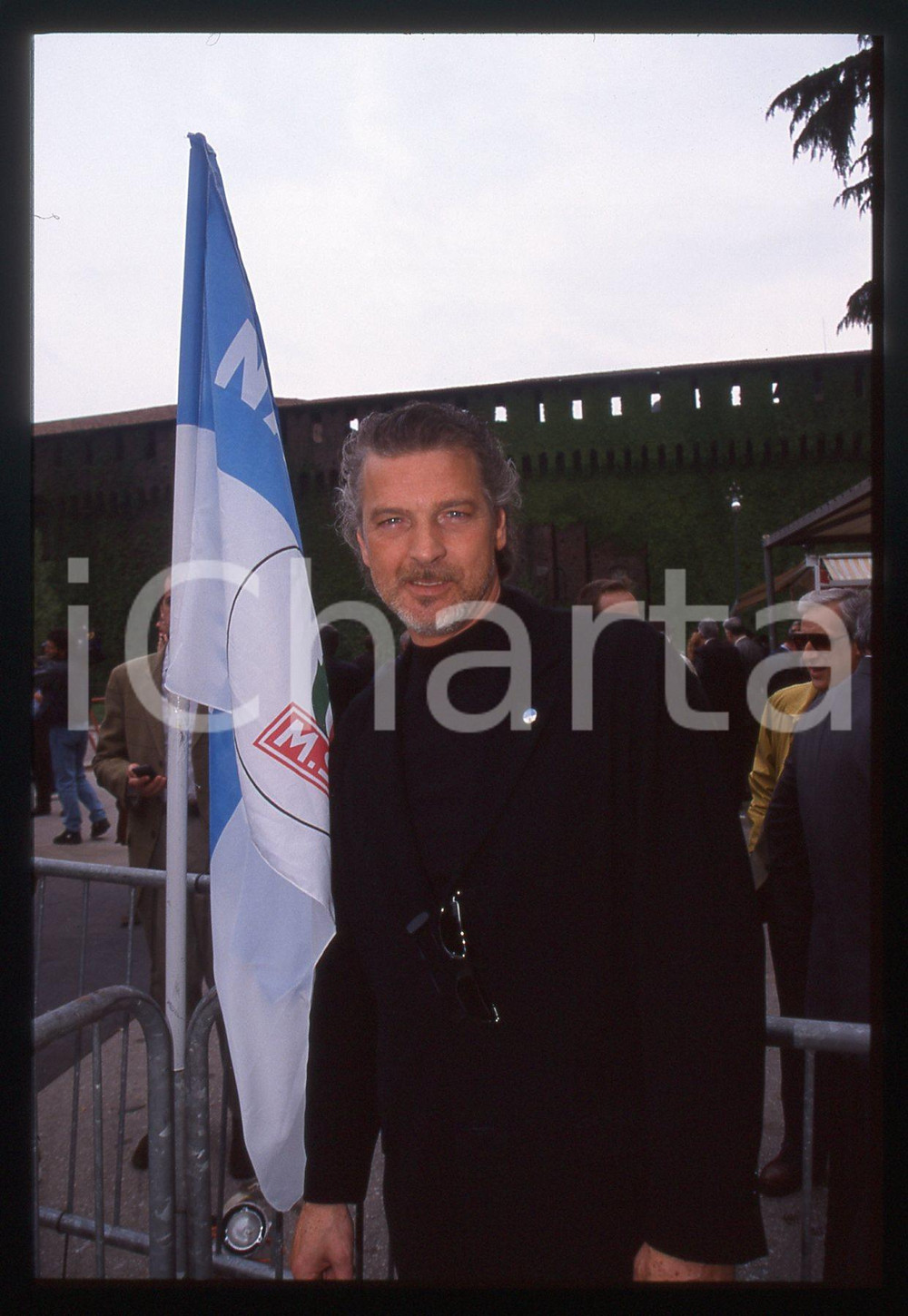 35mm vintage slide* 1999 ALLEANZA NAZIONALE Stefano TACCONI a un gazebo 2