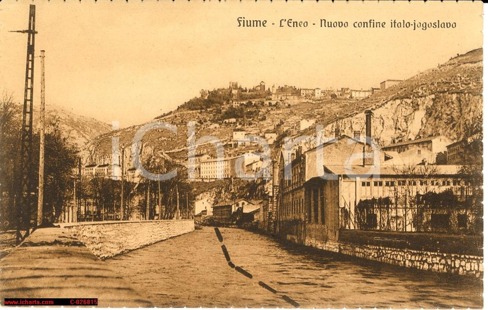 Cartolina originale da collezione 1926 FIUME Nuovo confine Italo-jugoslavo sul FIUME ENEO *Cartolina FP NV 1