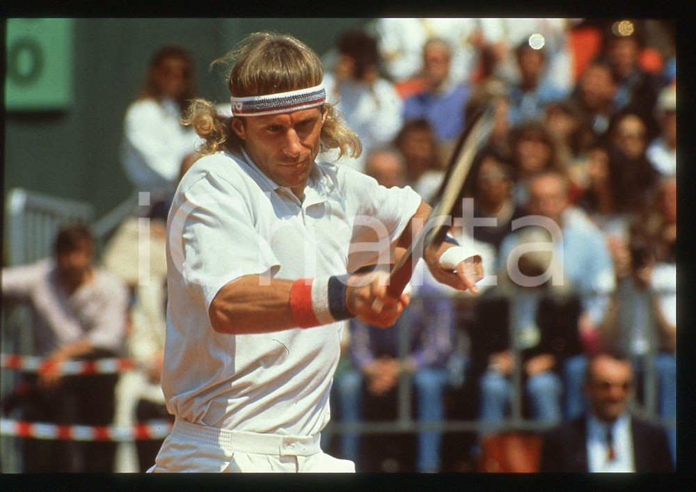 35mm vintage slide*1991 MONTE CARLO OPEN - Bjorn BORG durante un match *TENNIS 2
