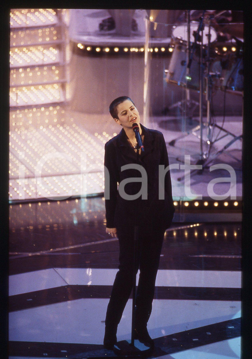 35mm vintage slide* 1997 SANREMO Silvia SALEMI sul palco del Teatro Ariston (2)