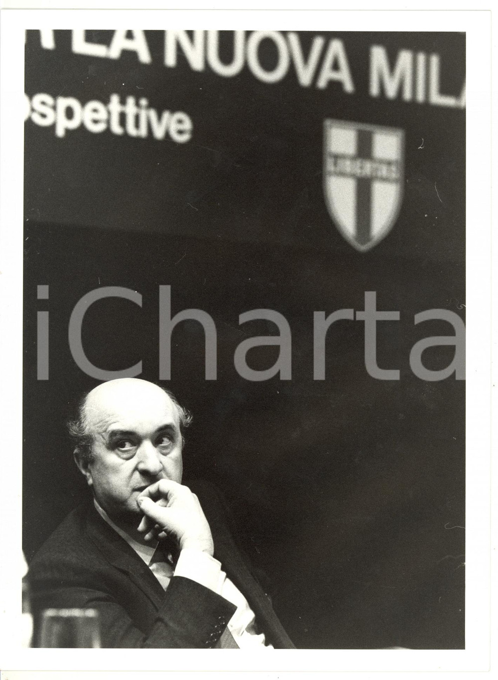 1990 ca MILANO Convegno DC - Ritratto di Ciriaco DE MITA *Foto VINTAGE 18x24