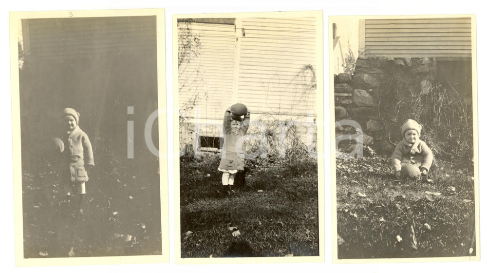 Fotografia d'epoca originale 1913 ADAMS (USA) Barbara BETTS playing in the garden 1