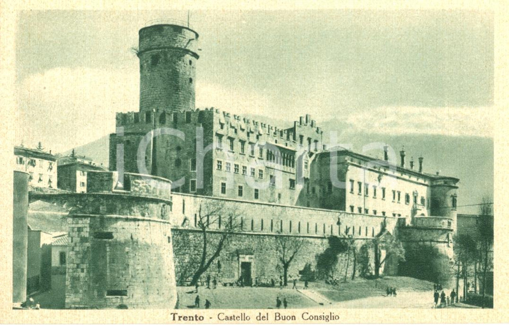 Cartolina originale da collezione 1941 ca TRENTO Vista generale  CASTELLO BUON CONSIGLIO Cartolina animata FP NV 1