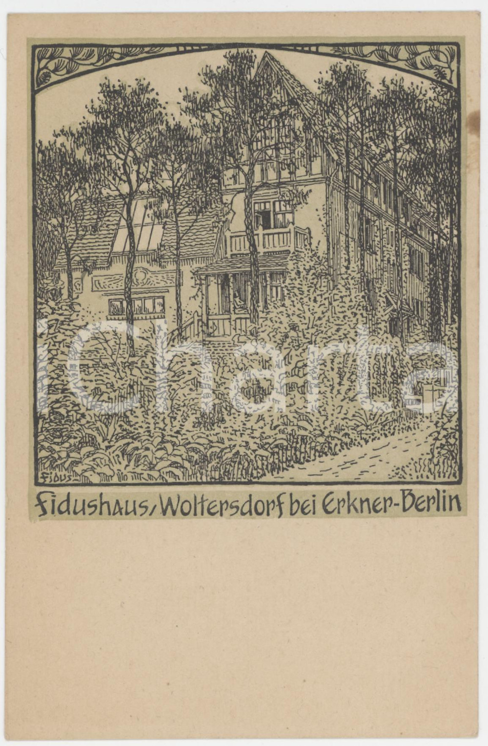 1910 ca Artist FIDUS Hugo HÃ–PPENER - "Fidushaus"  - Old postcard 66  Cartolina postale d'epoca, non viaggiata. FAIR/discreto macchia al lato destro; lieve piegatura al lato superiore Formato: 9x14 cm originale e autentica 1