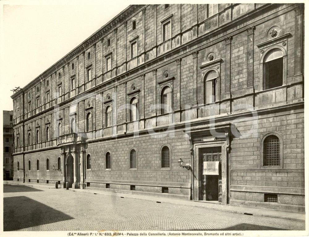 Fotografia d epoca originale 1934 ROMA Veduta facciata del Palazzo della CANCELLERIA Fotografia ALINARI 1