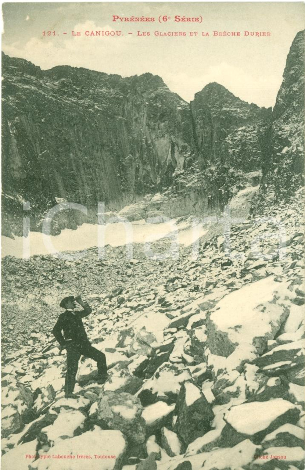 Cartolina originale da collezione 1920 circa CASTEIL (F) I ghiacciai del CANIGOU Animata FP NV 1