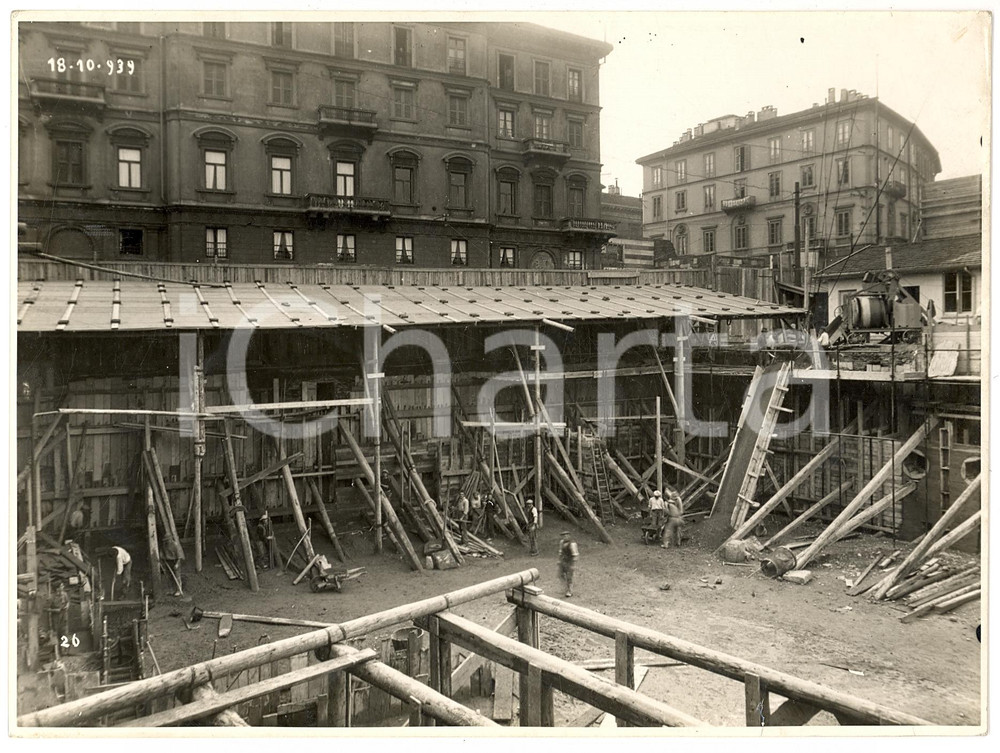 Fotografia d'epoca originale 1939 MILANO Costruzione Palazzo della Stampa in Piazza CAVOUR Fotografia 1