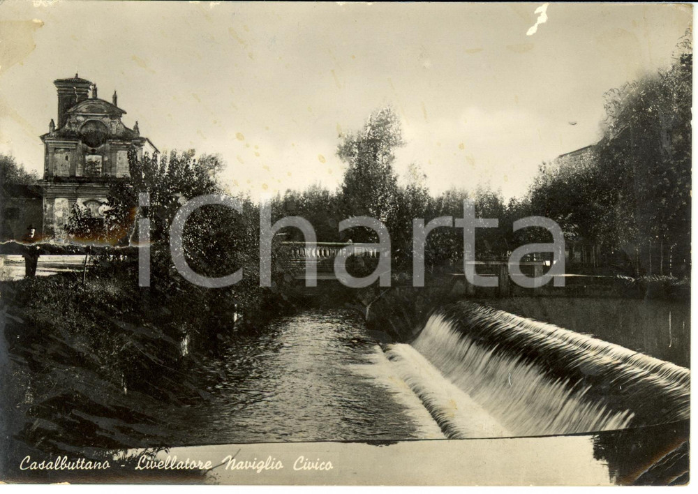 Cartolina originale da collezione 1953 CASALBUTTANO (CR) Livellatore Naviglio Civico *Cartolina postale FG VG 1