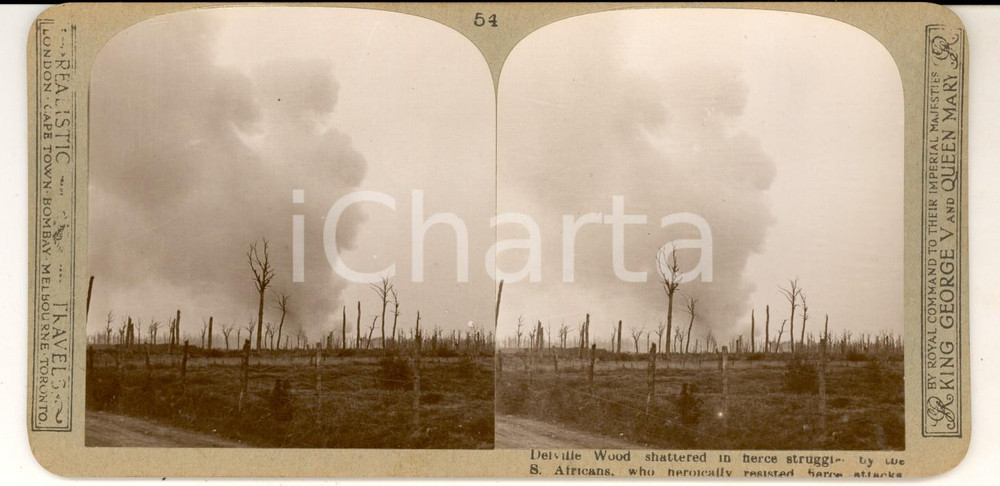 Fotografia d epoca originale 1918 WW1 THE GREAT WAR The DELVILLE WOOD shattered Stereoscopic photo nÂ° 54 1