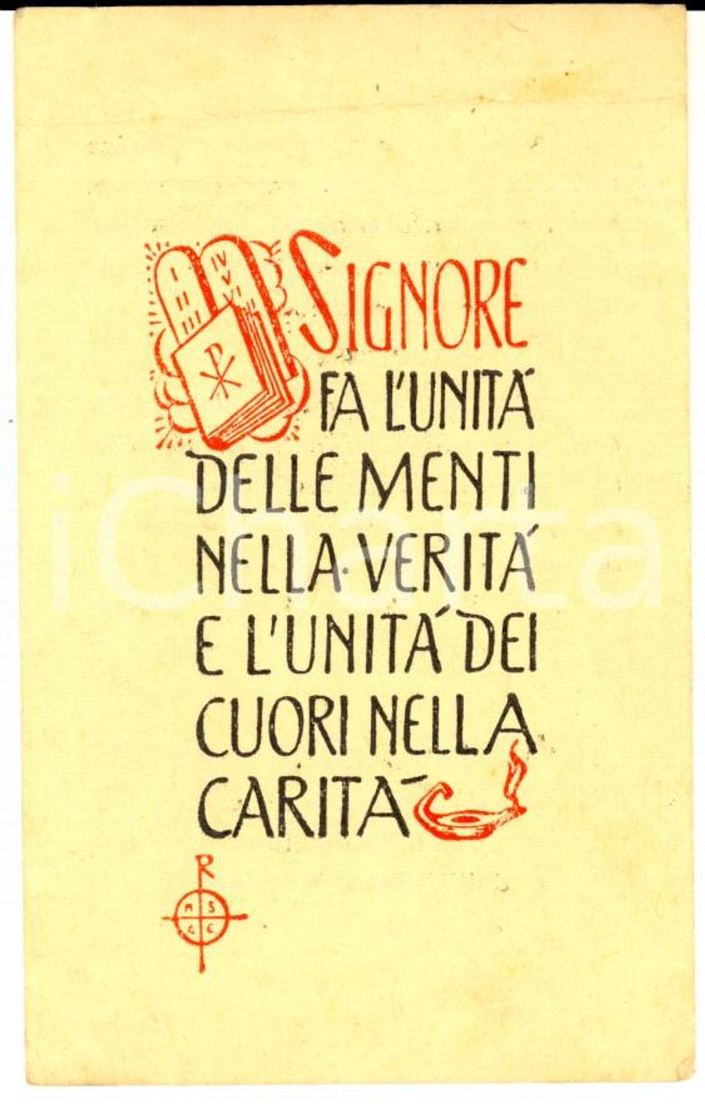 Documento originale, autentico 1950 ROMA ANNO SANTO Preghiera 1Â° Cinquantenario Fondazione UNIONE ROMANA 1