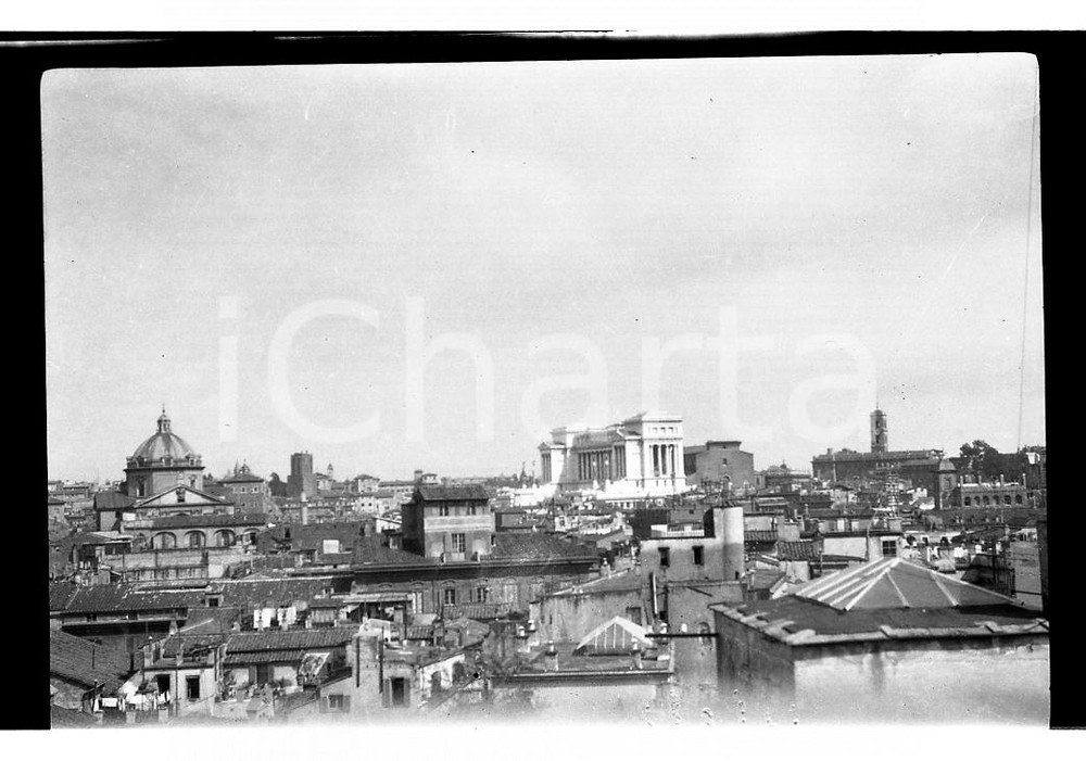Fotografia d epoca originale 1921 ROMA Veduta sui tetti romani e Vittoriano  NEGATIVO ORIGINALE 1