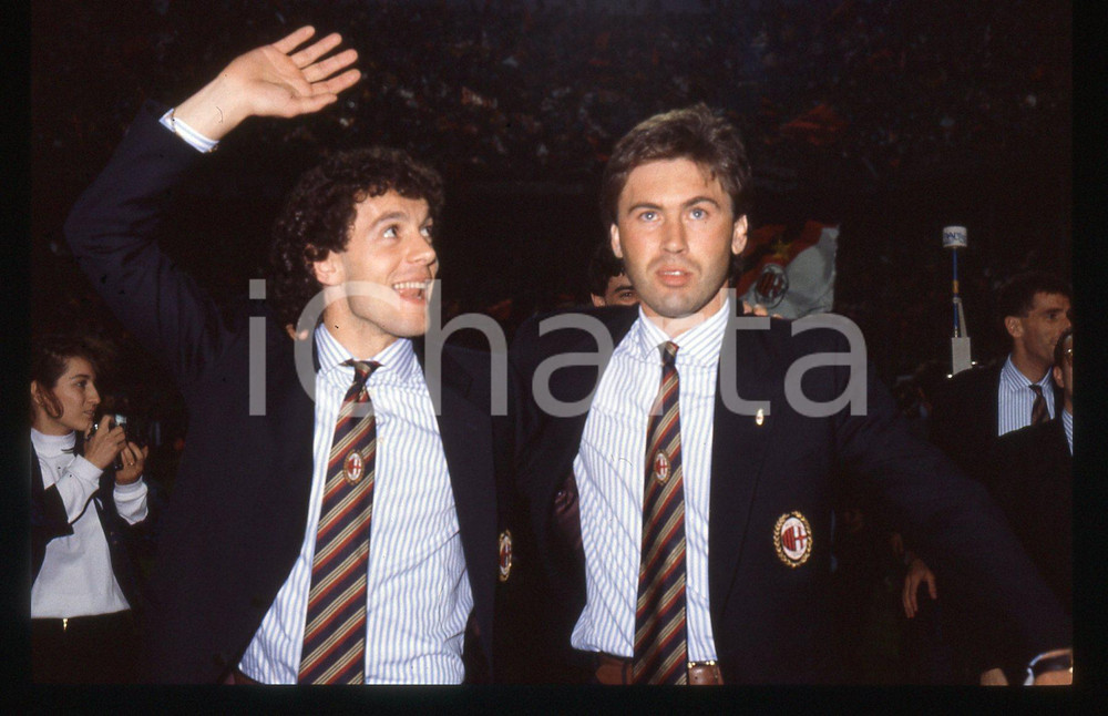 35mm vintage slide* 1988 MILANO Carlo ANCELOTTI e Roberto DONADONI A.C. MILAN 3