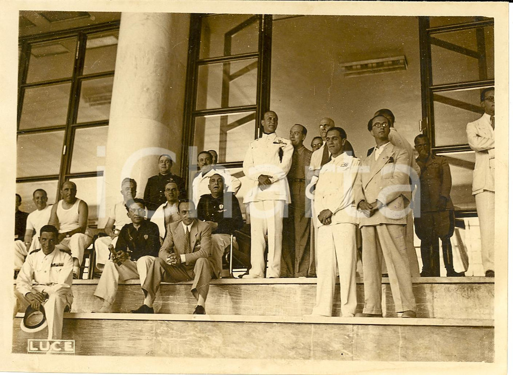 Fotografia d'epoca originale 1938 ROMA AutoritÃ  fasciste alla piscina Foro MUSSOLINI 1