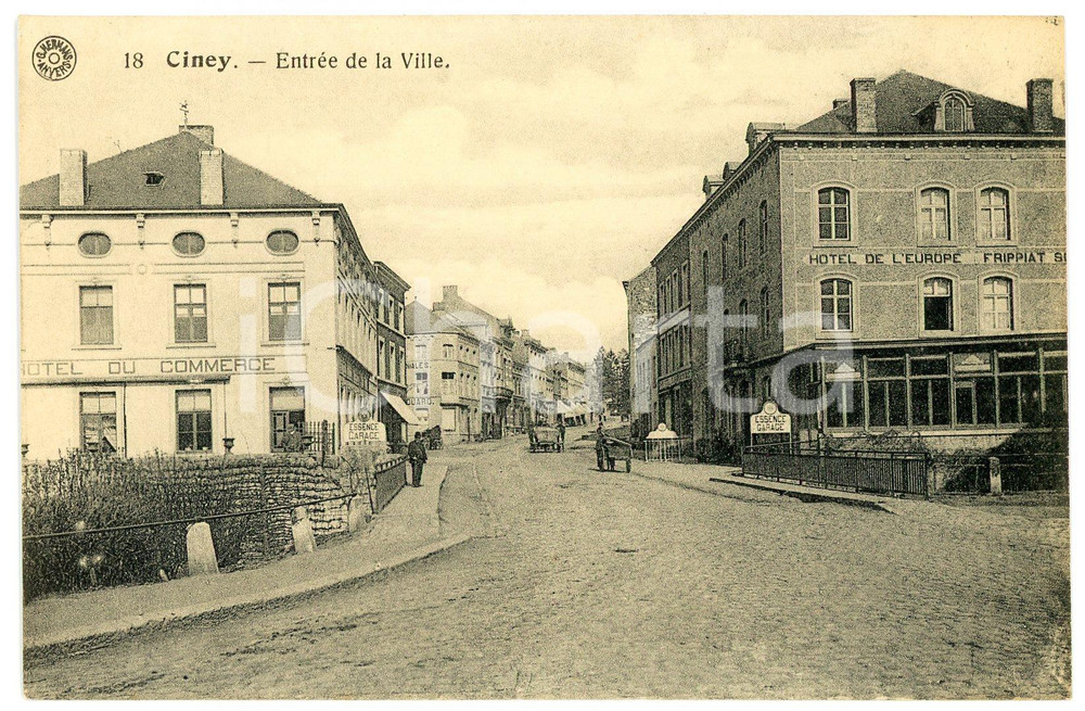 1910 ca CINEY (BELGIQUE) EntrÃ©e de la Ville - Hotel du Commerce *Carte postale Cartolina postale d'epoca, non viaggiata.FORMATO: FPCONDIZIONI: G     originale e autentica 1
