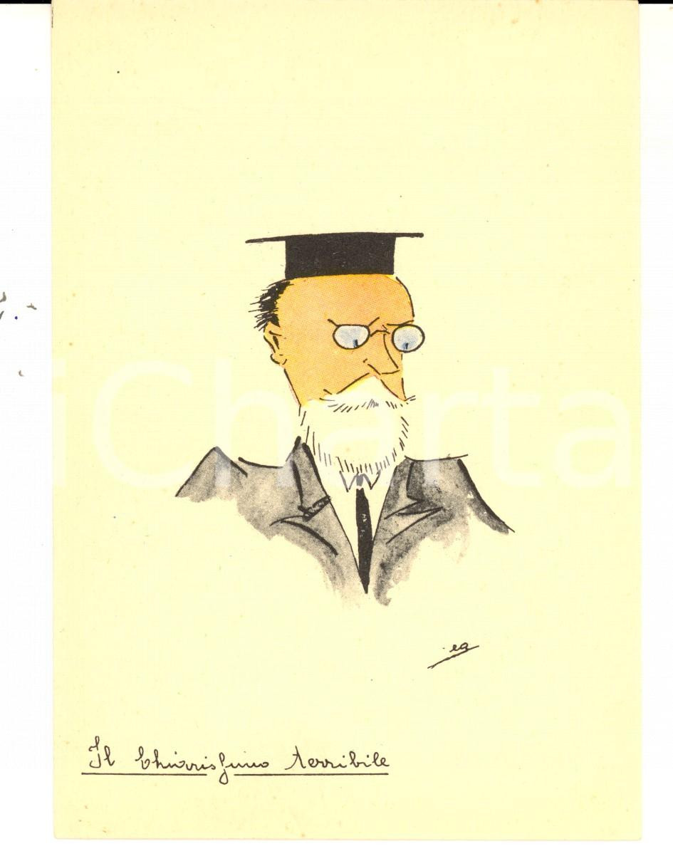 Cartolina originale da collezione 1940 ca SATIRA ACCADEMICA Il chiarissimo terribile Cartolina ILLUSTRATA EA 1