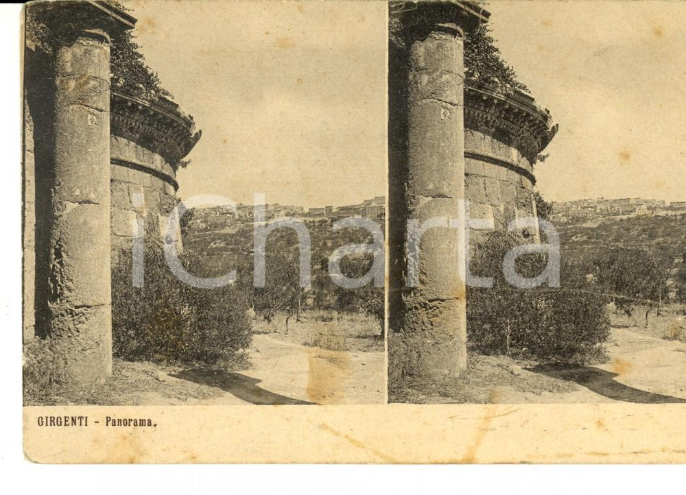 Cartolina originale da collezione 1910 ca GIRGENTI Panorama con rovine Cartolina postale FP NV 1