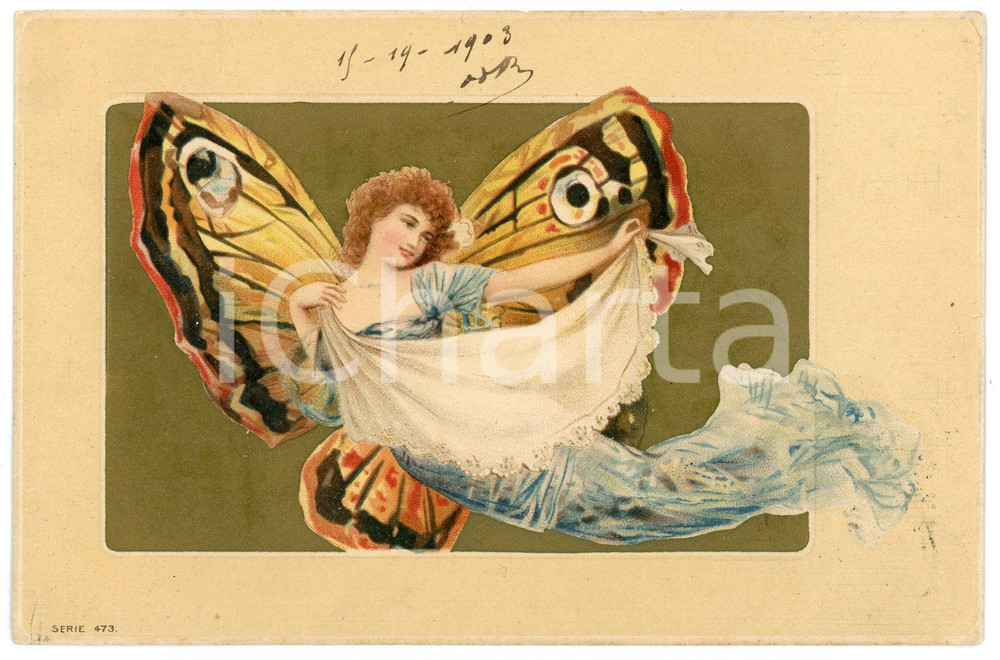 1903 FAIRY TALE Fairy with butterfly wings -Illustrated Postcard FP VG  Cartolina postale d'epoca, viaggiata.CONDIZIONI: FAIRFORMATO: FP    originale e autentica 1