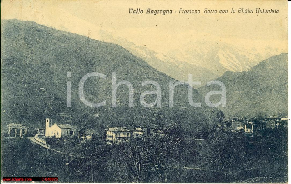 Cartolina originale da collezione 1928 Valle Angrogna Fraz Serre e Chalet Unionista 1