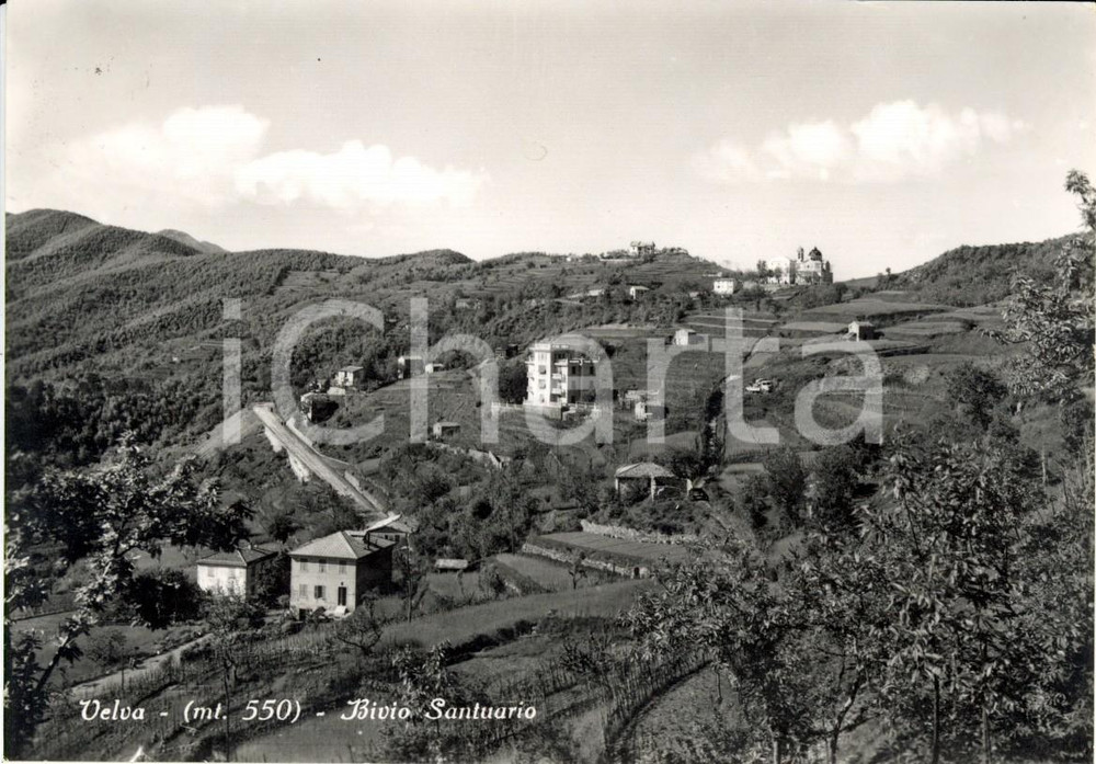 Cartolina originale da collezione 1960 CASTIGLIONE CHIAVARESE (GE) Frazione VELVA e bivio per santuario *FG VG 1