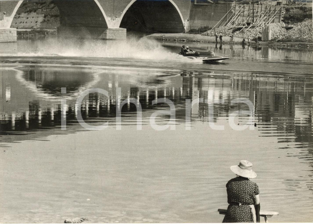 1953 MOTONAUTICA Raid PAVIA-VENEZIA Passaggio di Achille CASTOLDI *Foto 18x13