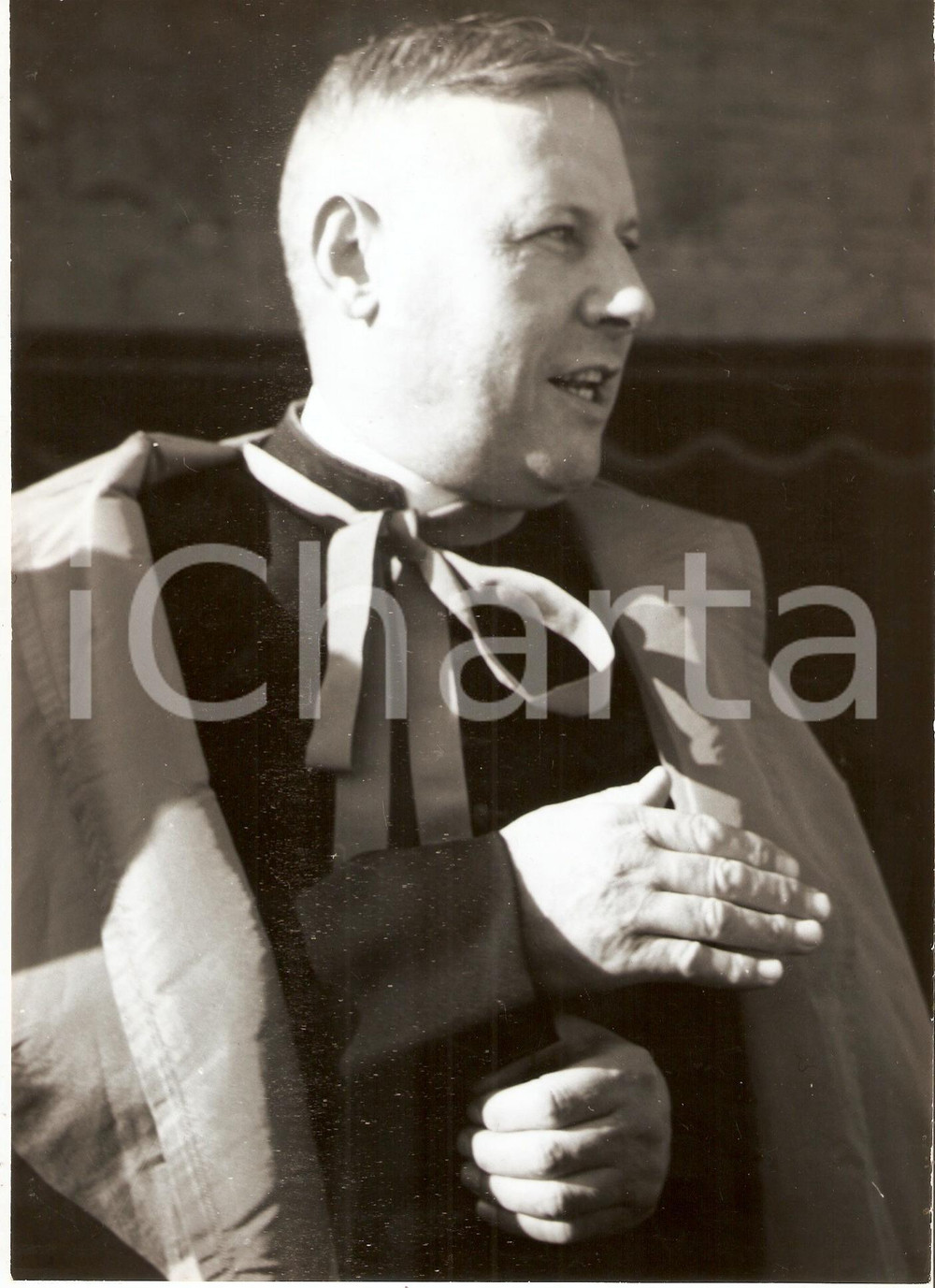 Fotografia d epoca originale 1955 ca VATICANO Monsignor Angelo DELL ACQUA  Ritratto Fotografia 18x24 cm 1