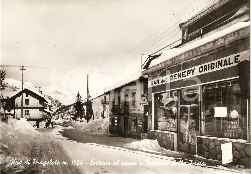 Cartolina originale da collezione 1960 ca RUA  DI PRAGELATO TO Trattoria della Posta e Bar GENEPY Originale FG 1