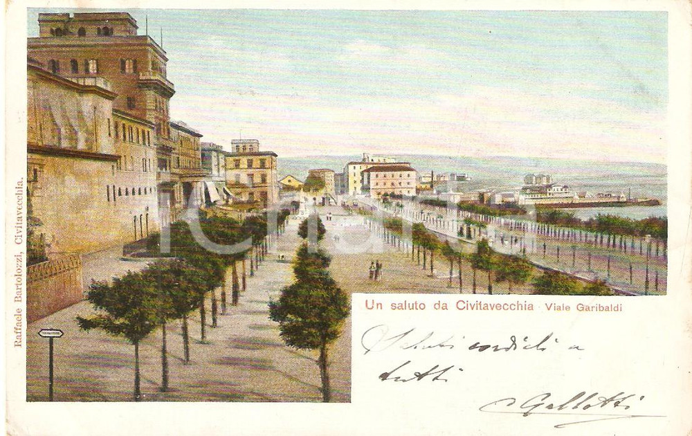 Cartolina originale da collezione 1910 ca CIVITAVECCHIA RM Panorama di Viale Garibaldi Cartolina FP VG 1