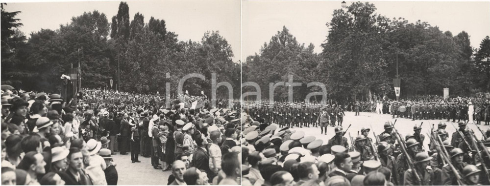 Fotografia d'epoca originale 1934 MILANO Sfilata Brigata LEGNANO per Festa STATUTO 1