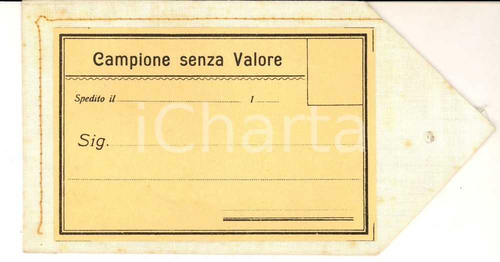 Manoscritto, lettera originale 1900 ca Busta telata per l invio di un CAMPIONE SENZA VALORE NV 1