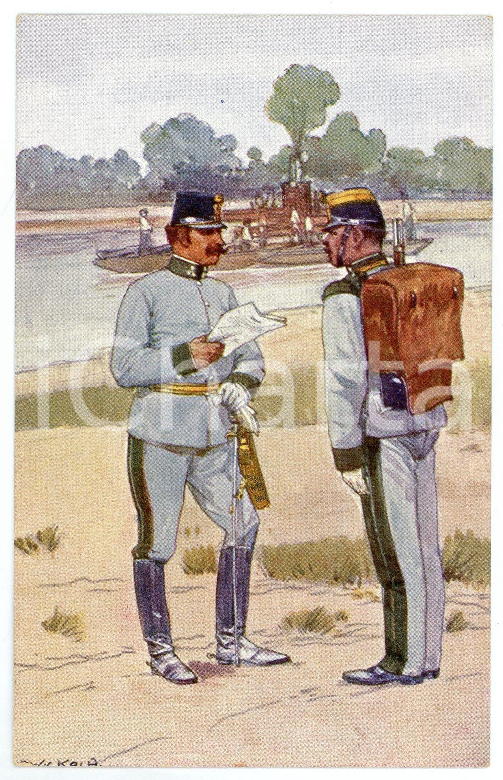 1900 ca Artist Ludwig KOCH - Austro-Hungarian Army - Soldiers - Postcard  Cartolina postale d'epoca, non viaggiata.CONDIZIONI: GFORMATO: FP    originale e autentica 1