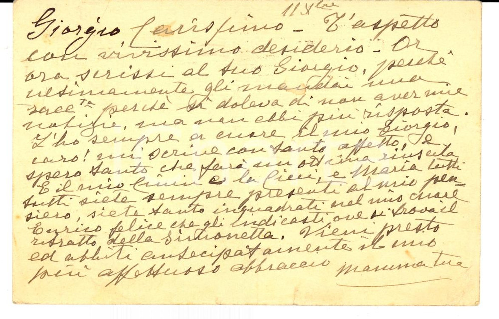 Autografo originale 1923 GENOVA Marchesa Augusta PLATTIS al figlio Giorgio MINIATI *AUTOGRAFO 1