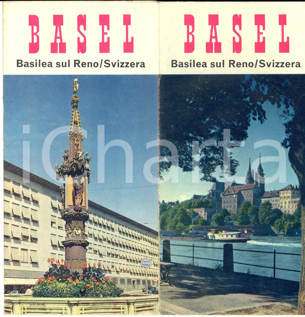 1955 ca BASEL - BASILEA (SVIZZERA) - Pieghevole ILLUSTRATO TURISMO con mappa