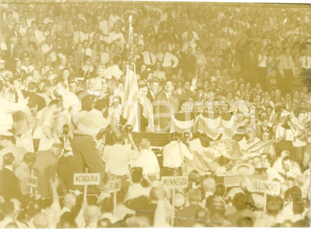 Fotografia d epoca originale 1944 CHICAGO Thomas E. DEWEY alla convention repubblicana Fotografia 1