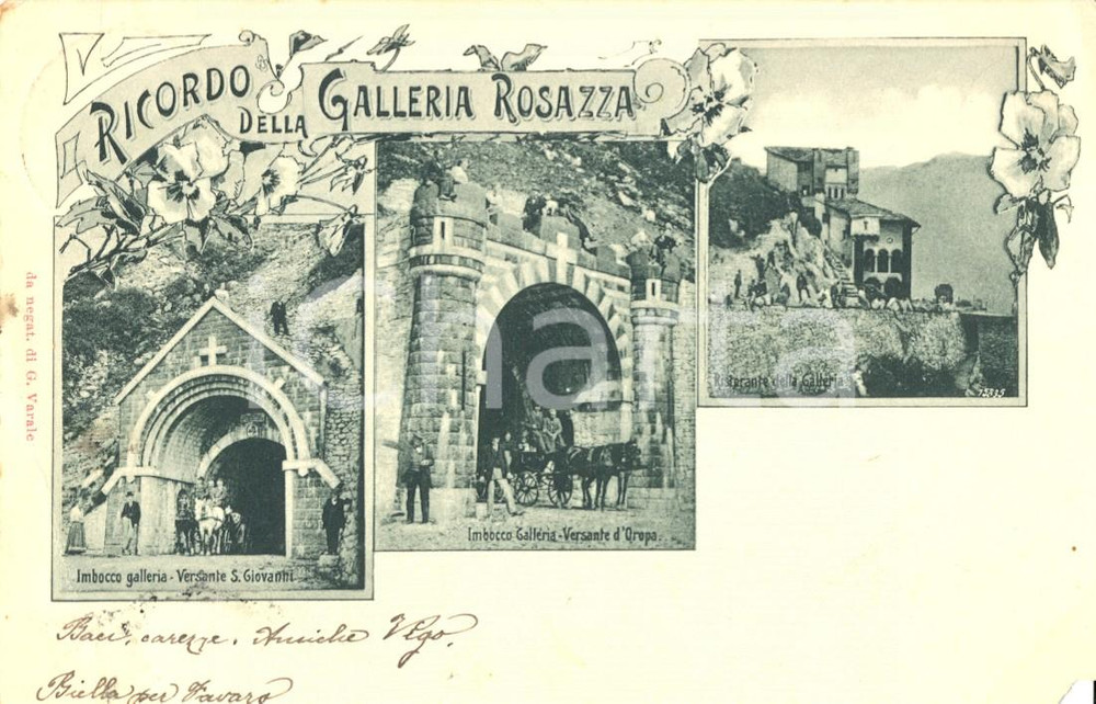 Cartolina originale da collezione 1930 ca OROPA BI Vedutine della GALLERIA ROSAZZA Cartolina ANIMATA FP VG 1