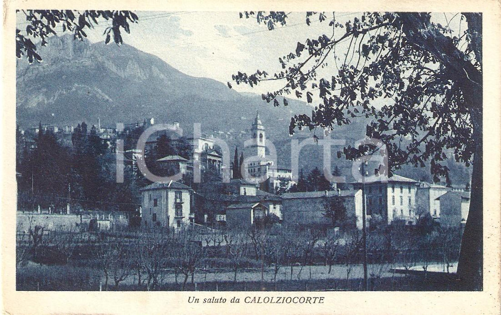 Cartolina originale da collezione 1950 ca CALOLZIOCORTE LC Panorama del paese Cartolina FP NV 1