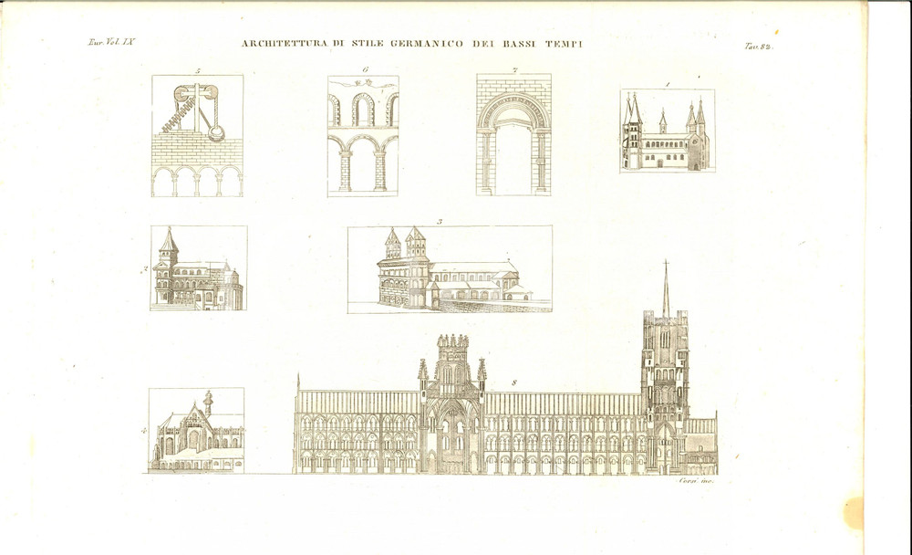 Stampa, bozzetto originale 1830 ca FERRARIO COSTUME EUROPEO Pianta del Duomo di Milano Stampa inc. CORSI 1