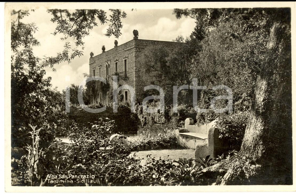 Cartolina originale da collezione 1940 ca TAORMINA ME Villa SAN PANCRAZIO con giardino Cartolina postale FP NV 1