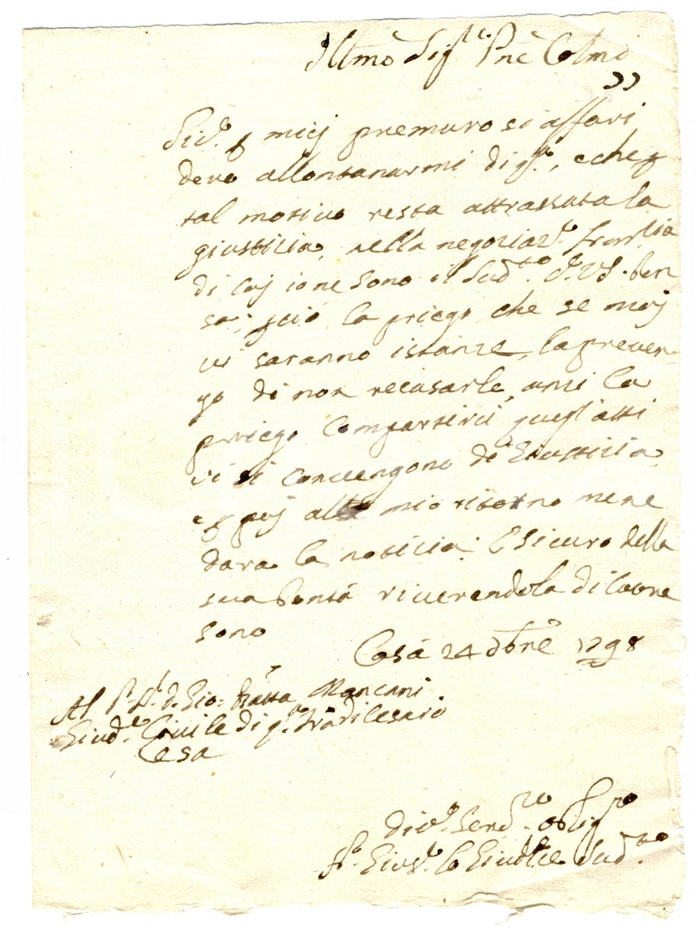 Documento originale, autentico 1798 CESARO  ME Consigli a don G. Battista MANCANI 1
