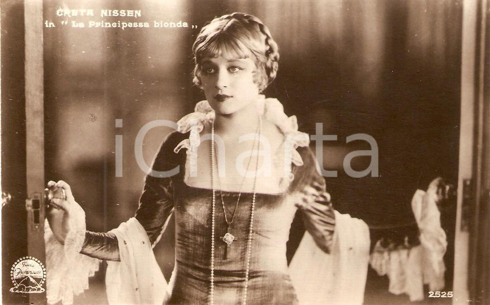 Cartolina originale da collezione 1920 ca PRINCIPESSA BIONDA Attrice Greta NISSEN Ritratto *Cartolina FP NV 1