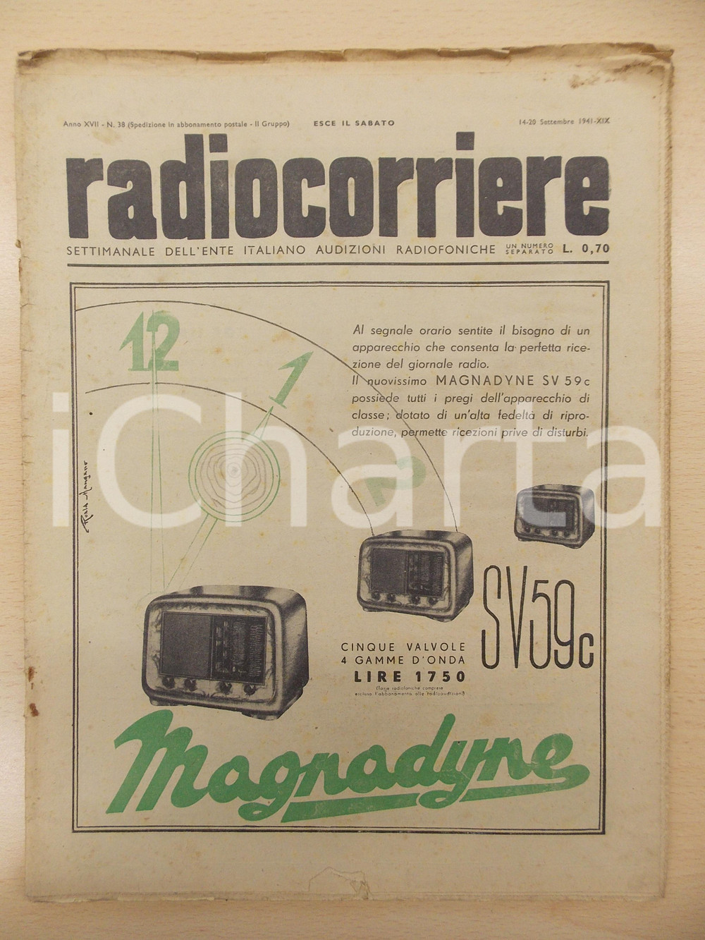 Giornale, rivista storica 1941 RADIOCORRIERE XIII Mostra della Radio a Milano Rivista anno XVII nÂ°38 1
