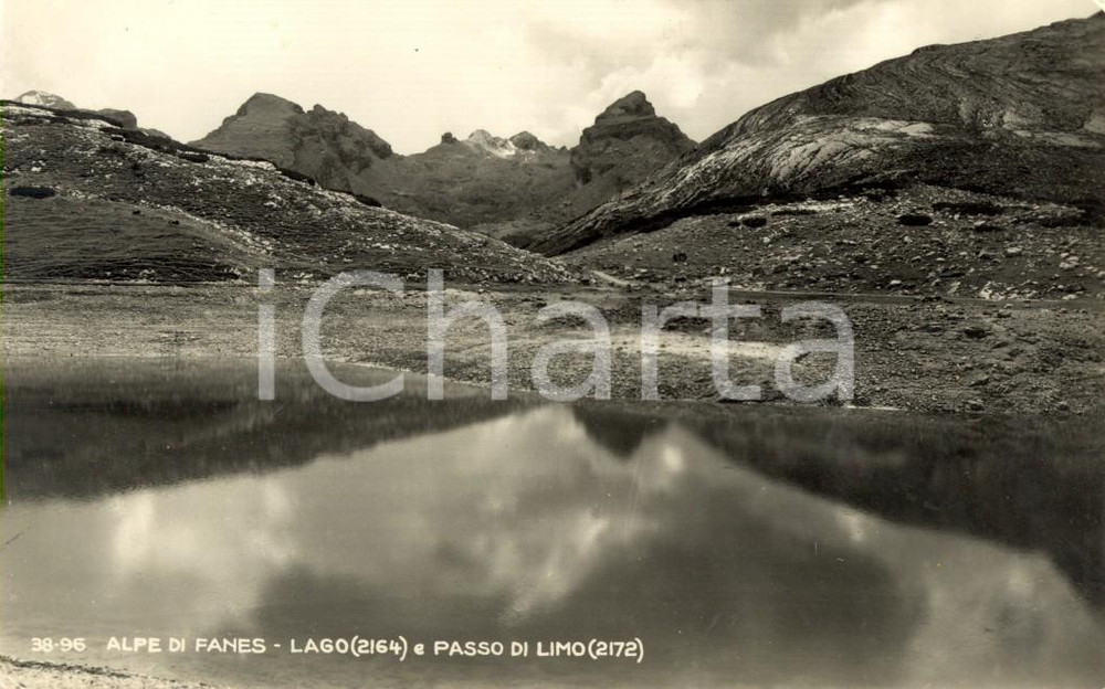 Cartolina originale da collezione 1945 ca ALPE DI FANES (BZ) veduta del lago e del passo di LIMO *Cartolina FP NV 1