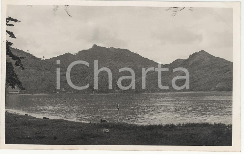 Fotografia d epoca originale 1937 HUAHINE Polinesia TAHITI La baia REAL PHOTO cm 13,5 x 8,5 1