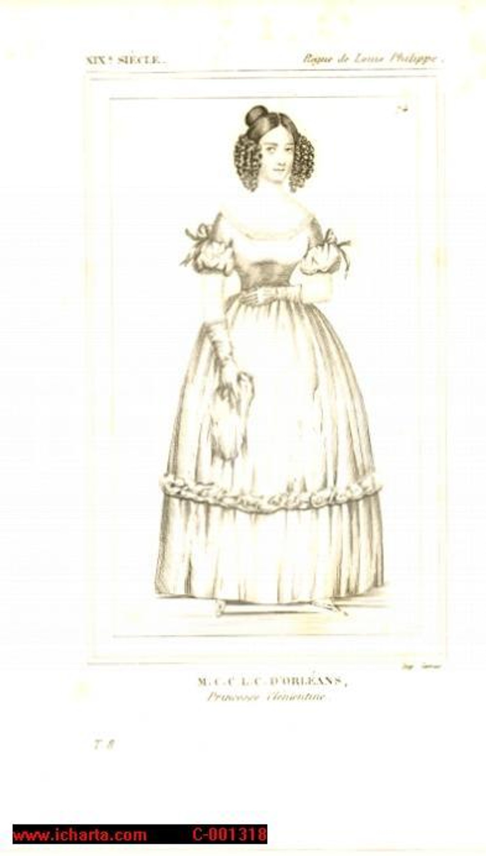 Stampa, bozzetto originale 1852 REGNE DE LOUIS PHILIPPE Princesse Marie ClÃ©mentine d'ORLEANS *Inc. CAMUS 1