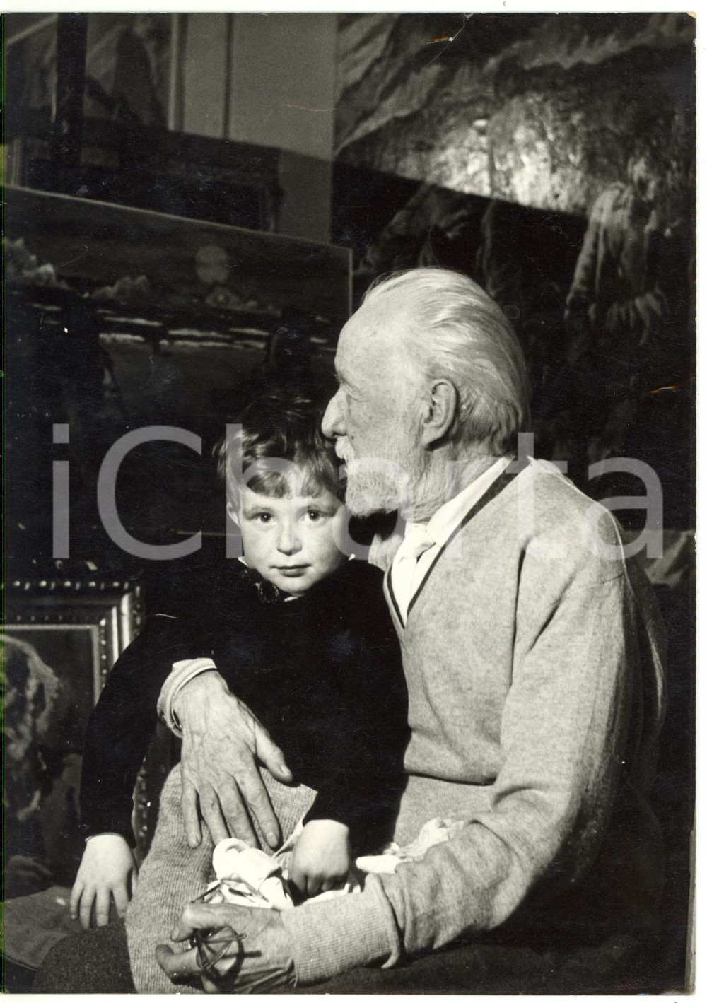 1959 VENEZIA Pittore Felice CARENA con il nipote Giuseppe *Foto 13x18 cm