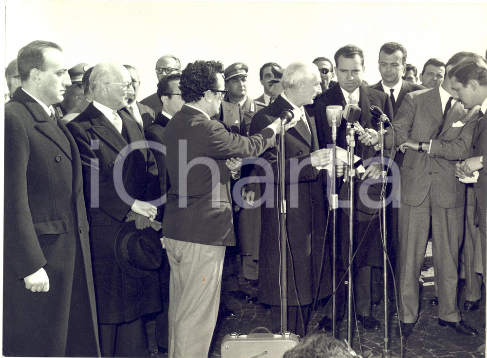 1957 ROMA Antonio SEGNI e Richard NIXON in conferenza stampa *Foto 24x18