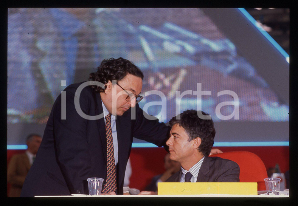 Fotografia d epoca originale 35mm vintage slide 1989 MILANO Claudio MARTELLI Gianni DE MICHELIS Ansaldo 1 1