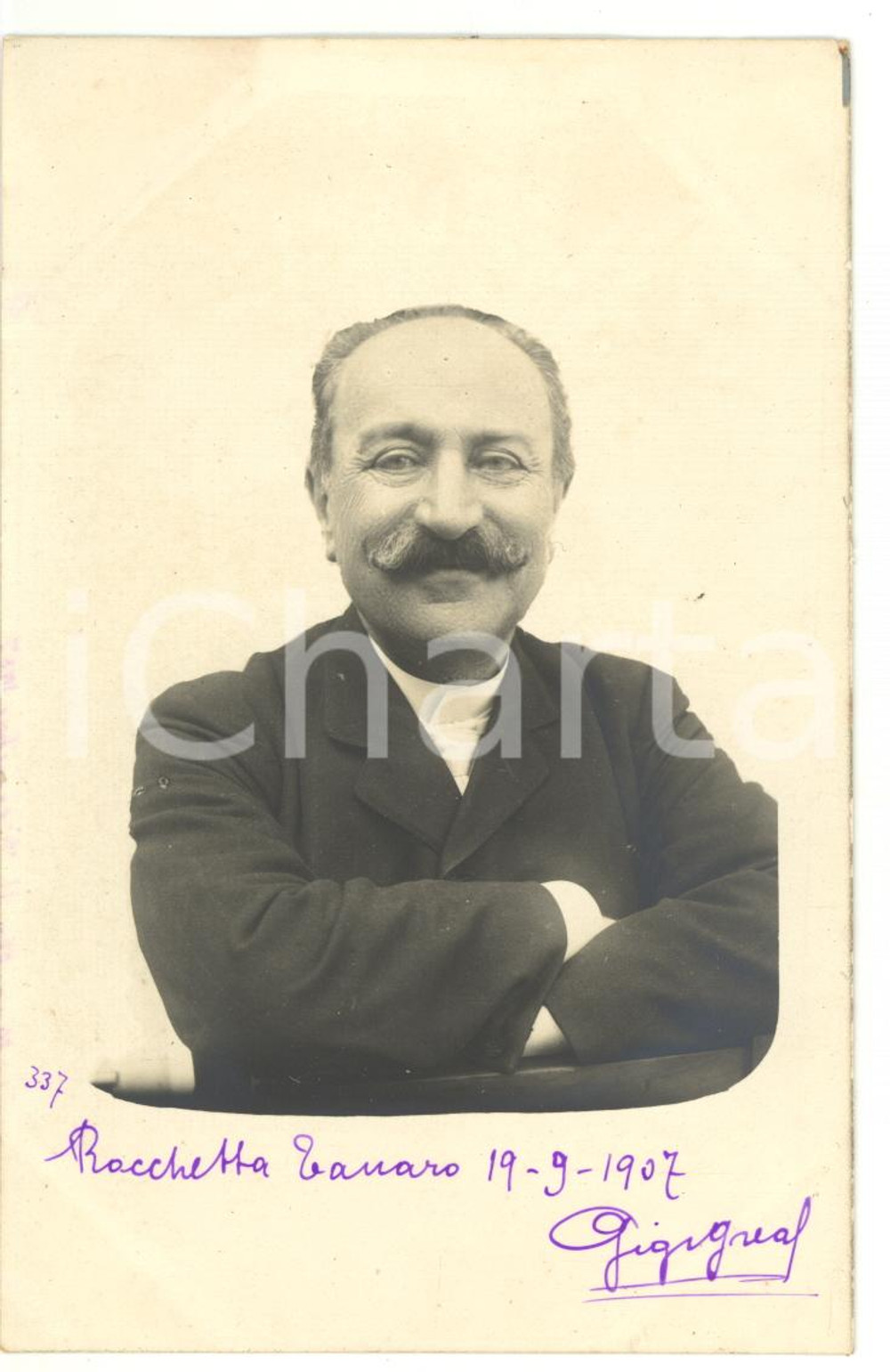1907 ROCCHETTA TANARO Ritratto di uomo con baffi *Fotocartolina